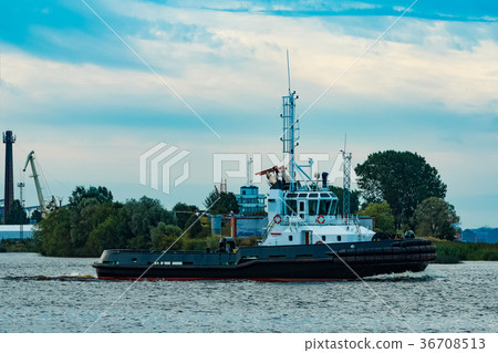 Black tug ship underway 36708513