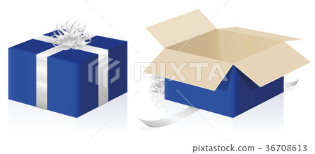 Gift Package Wrapped Unwrapped Blue Parcel 36708613