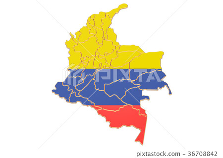 Map of Colombia, 3D rendering 36708842