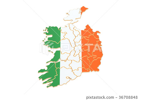Map of Ireland, 3D rendering Map of Ireland, 3D rendering 36708848