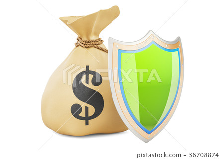 Money bag with shield. Financial insurance Money bag with shield. Financial insurance 36708874