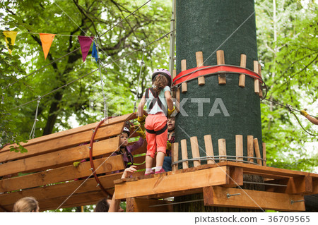 The obstacle course in adventure park  36709565