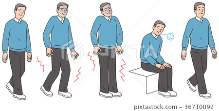 Middle-aged man with pain in his legs while walking 36710092
