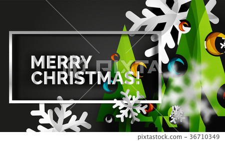 Christmas tree cut paper art, modern minimal 36710349