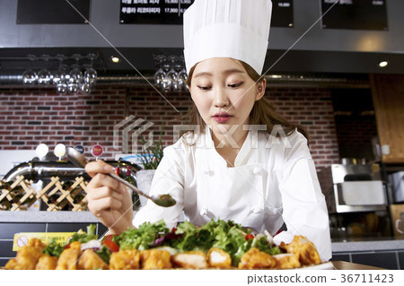廚師，女人，專業 36711423