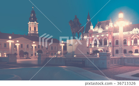 Night view of Union Square in Oradea Night view of Union Square in Oradea 36713326