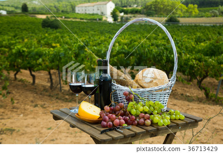 Red wine with basket Red wine with basket 36713429