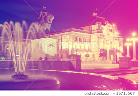 Night view of Union Square in Oradea 36713507