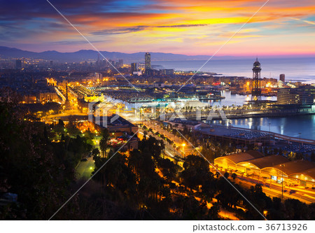 Barcelona in dawn time. Catalonia 36713926