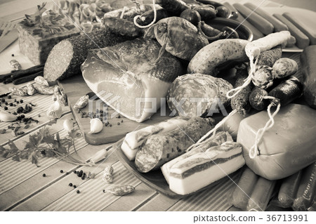 Meat products on table Meat products on table 36713991