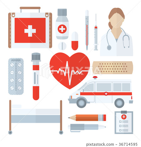 Medical icon set in flat style isolated on white 36714595
