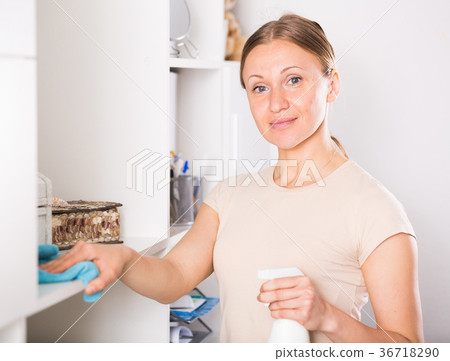 Woman cleaning furniture Woman cleaning furniture 36718290