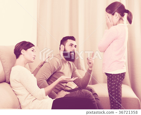 Father and mother correcting their child 36721358