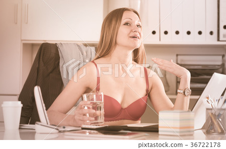 Businesswoman in red bra 36722178