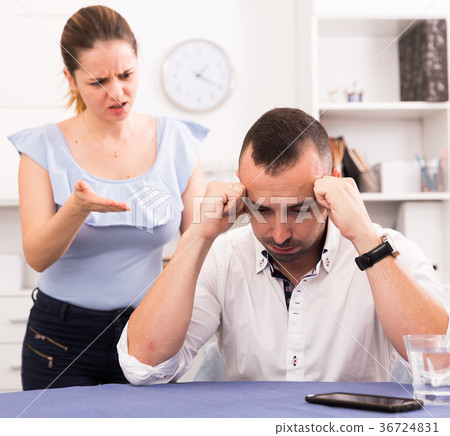 Man is upset because he quarrel with his wife Man is upset because he quarrel with his wife 36724831