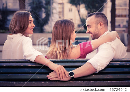 Image of the love triangle between young people outdoor. Image of the love triangle between young people outdoor. 36724942