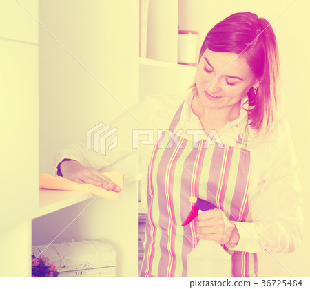 Housewife cleaning at home 36725484