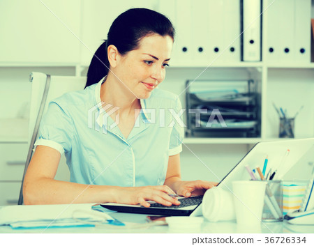 cheerful woman working in the office cheerful woman working in the office 36726334