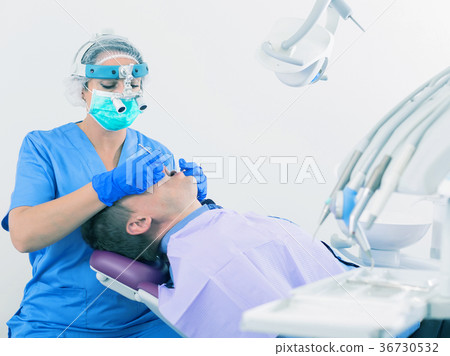 adult dentist checking teeth of patient adult dentist checking teeth of patient 36730532