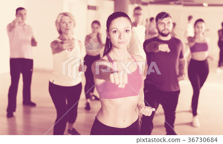 Active people of different ages practice sport dance Active people of different ages practice sport dance 36730684