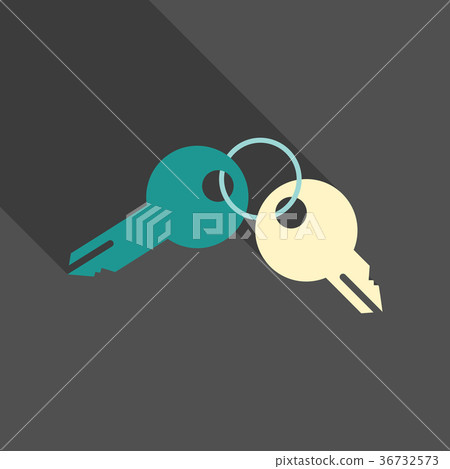 Illustration of a set of two keys on a key ring Illustration of a set of two keys on a key ring 36732573