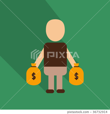 Businessman has money in flat style with shadow. 36732914