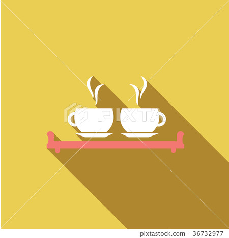 Coffee table with two cups of steaming coffee 36732977