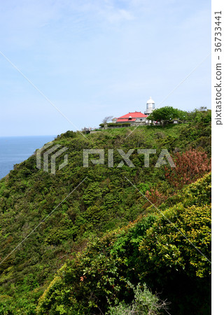 Mihoseki lighthouse from Jizozaki (Mihoseki lighthouse) parking lot observation deck 36733441