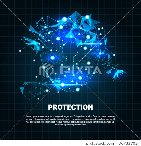 Security Shield Blue Polygons Over Blue Background - Stock Illustration ...