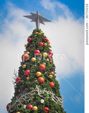 Christmas fir tree with ball decorations. Christmas fir tree with ball decorations. 36735016