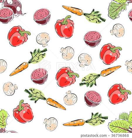 Farm fresh vegetables seamless pattern. 36736868