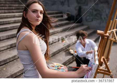 Artist still life painting city concept 36737867