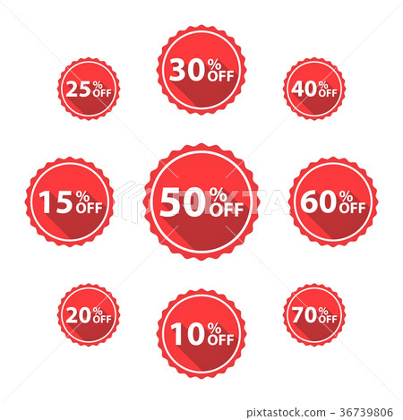 Vector Percentage Off Sale labels, red color Vector Percentage Off Sale labels, red color 36739806