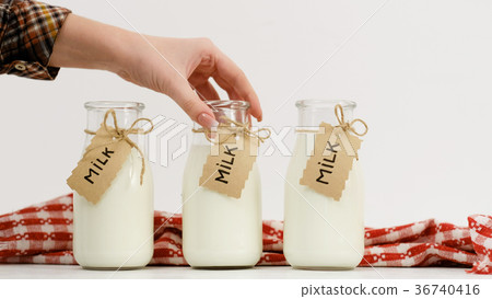 fresh milk bottles assortment markets 36740416