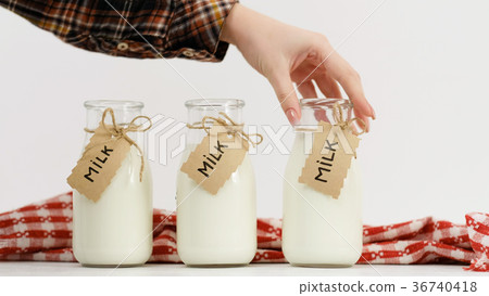 fresh milk bottles assortment markets 36740418