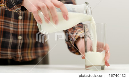 woman pour milk wholesome dairy healthy eating 36740482
