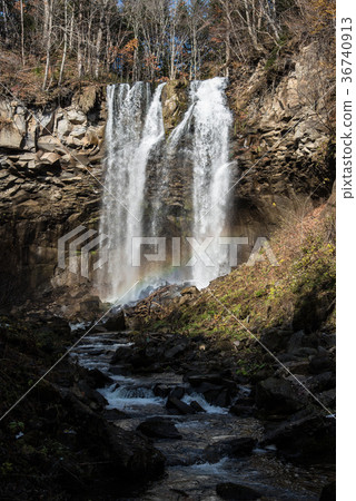 Ashiribetsu waterfall Waterfall with rainbow over 36740913