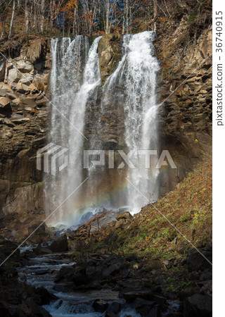Ashiribetsu waterfall Waterfall with rainbow over 36740915