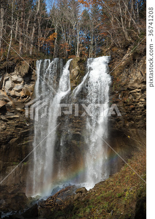 Ashiribetsu waterfall Waterfall with rainbow over Ashiribetsu waterfall Waterfall with rainbow over 36741208