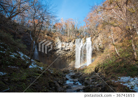 Ashiribetsu waterfall Waterfall with rainbow over Ashiribetsu waterfall Waterfall with rainbow over 36741653
