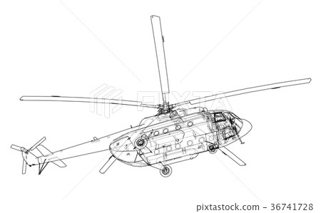 Engineering drawing of helicopter 36741728