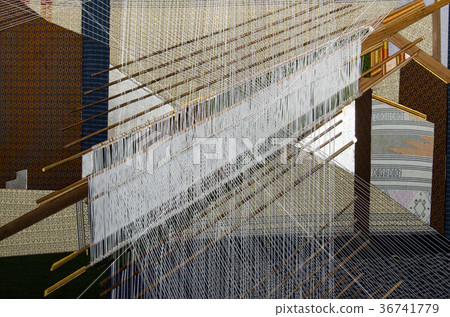Silk fabric, hand weaving yarn process in Thailand 36741779