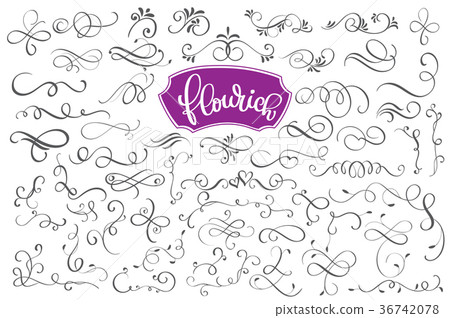 Flourich calligraphic design elements and page 36742078