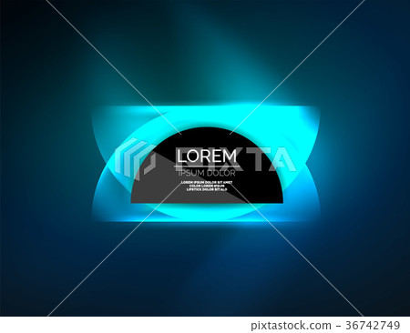 Round shapes, neon glowing trasparent elements 36742749