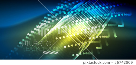 Neon glowing techno lines 36742809