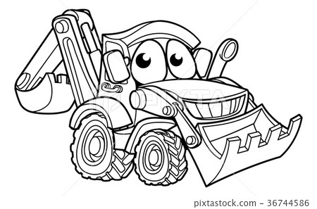 图库插图: bulldozer digger cartoon character