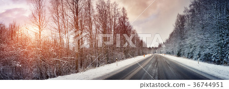 Car on winter road Car on winter road 36744951