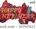 簡單的新年賀卡NewYear卡與Nanten（南十）的主題 36745421
