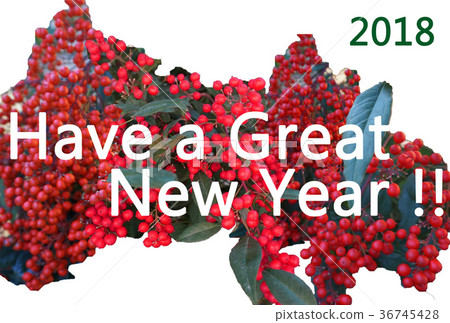 簡單的新年賀卡NewYear卡與Nanten（南十）的主題 36745428