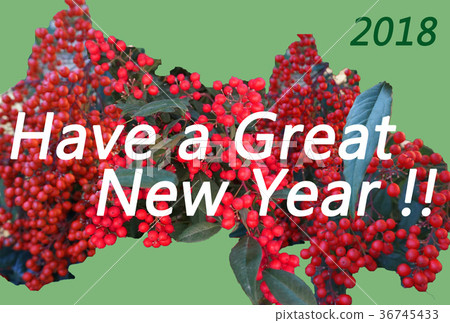 簡單的新年賀卡NewYear卡與Nanten（南十）的主題 36745433